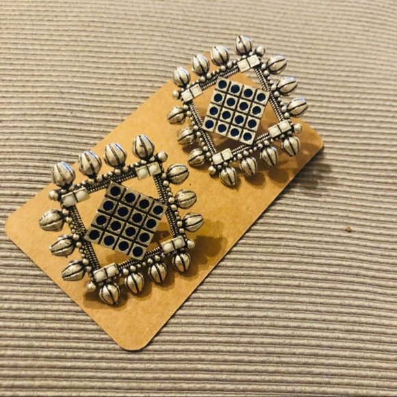 Elegant Hand Made German Silver Earrings Ethnic Boho Earrings - Picture 2 of 4